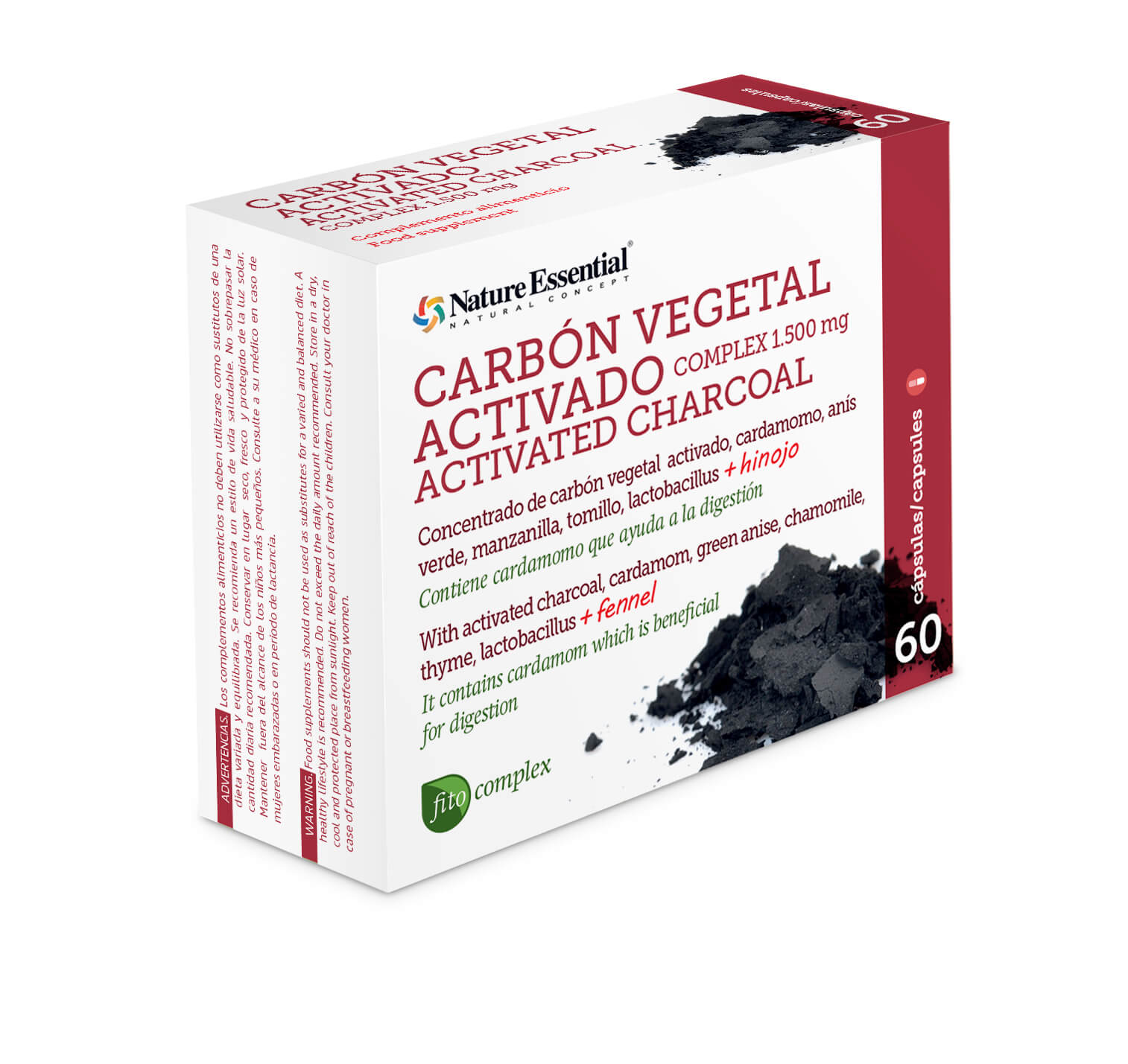 Carbón Vegetal Activado Complex 1500mg 60caps - Nature Essential