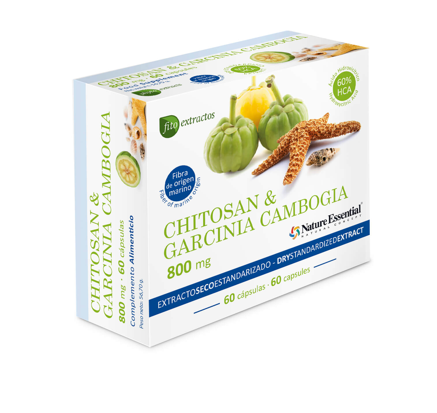 Chitosán & Garcinia Cambogia 800 Mg 60 cap - Nature Essential